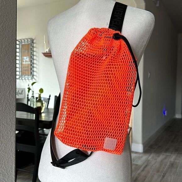 NWOT Free People Mesh Sling Royal Orange Double Bag Thick Band Crossbody Purse - Picture 8 of 12